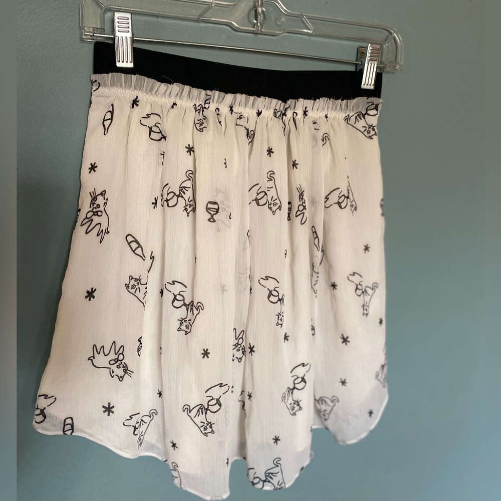 Talula Naughty Cat Sheer Overlay Flutter Skirt Size XS